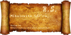 Mikolovits Sára névjegykártya